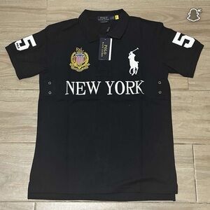 Ralph Lauren Black Polo Shirt with New York Embroidery